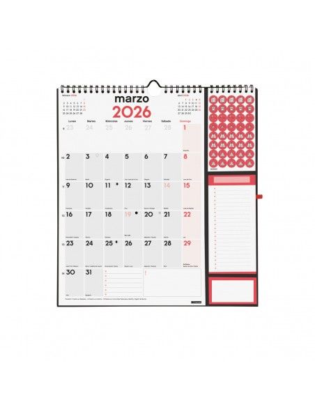 Calendario anual Finocam 2026 pared con espacio para notas