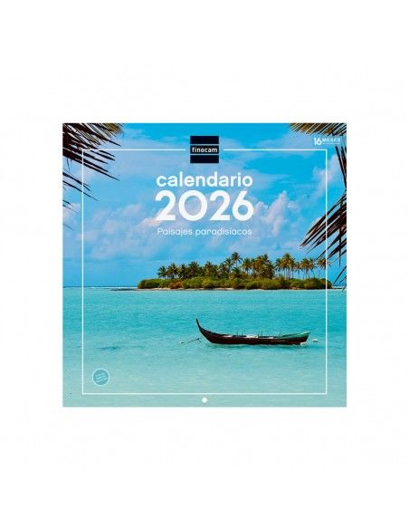 Calendario pared 2026 Finocam paisajes paradisíacos 30x30