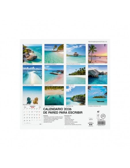 Calendario Finocam 2026 | Pared paisajes paradisíacos 30x30