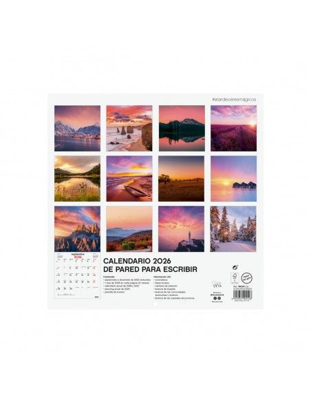 Calendario Finocam 2026 | Pared 30x30 atardecer decorativo