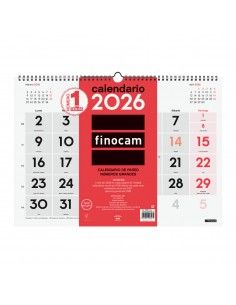 Calendario pared números grandes 30x30 2026 Finocam legible