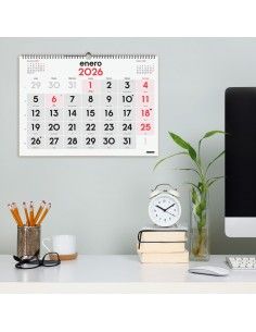 Calendario pared números grandes 30x30 2026 Finocam legible 2
