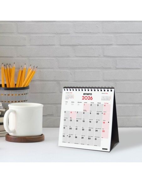 Finocam calendario 2026 sobremesa neutro con espacio para notas