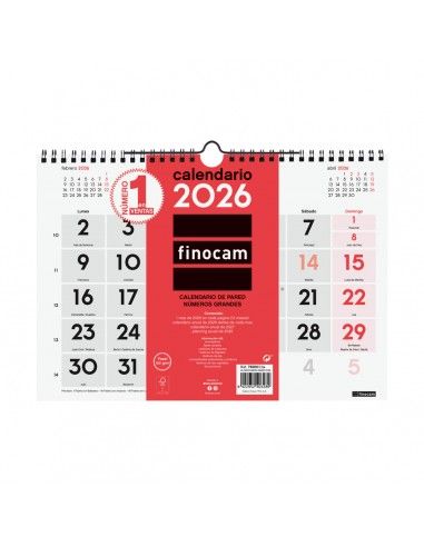 Calendario pared números grandes M 2026 Finocam
