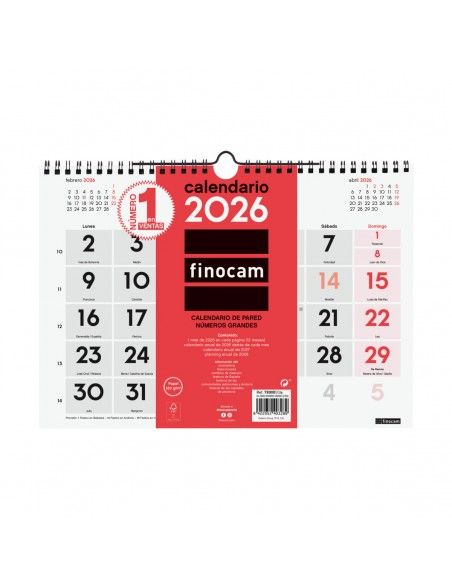 Calendario pared números grandes M 2026 Finocam