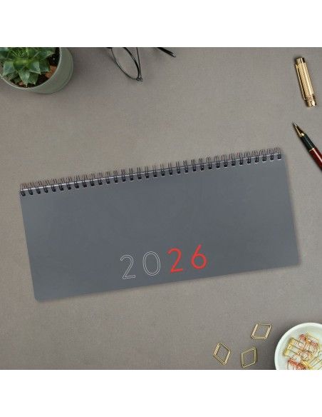 Planificador Finocam gris 290x116 mm 2026 con notas