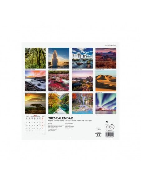 Calendario de pared Finocam 2026 Nature Intl 30x30