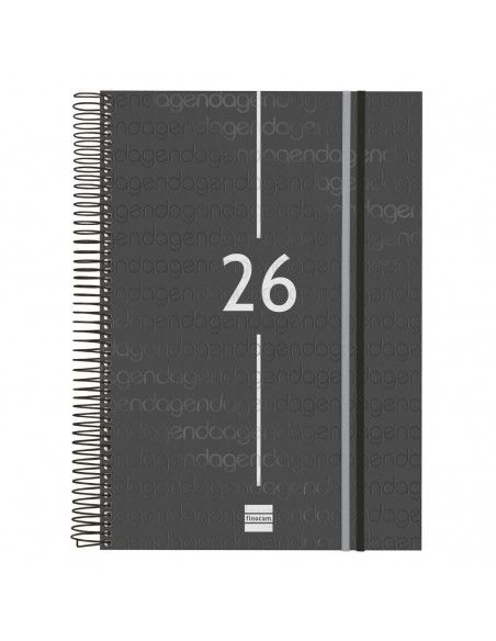 Agenda Espiral Year Color Negro 2026 Finocam formato A4