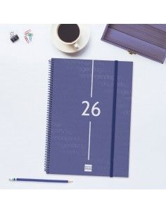Agenda Espiral Year Color Azul 2026 Finocam formato A4 2
