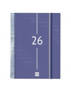 Agenda Espiral Year Color Azul 2026 Finocam sobre escritorio