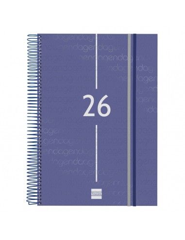 Agenda Espiral Year Color Azul 2026 Finocam sobre escritorio