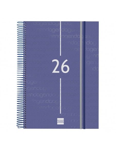 Agenda Espiral Year Color Azul 2026 Finocam sobre escritorio