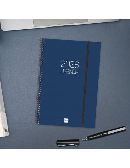 Detalle de la tapa azul de la Agenda Finocam 2026
