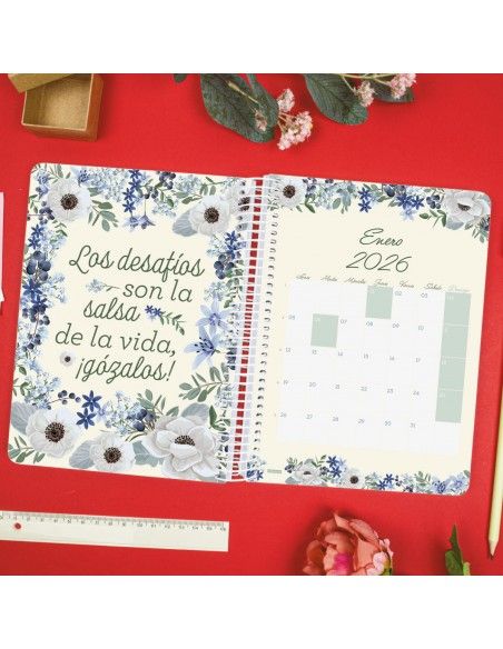 Agenda Espiral Cloe Verde 2026 Finocam moderna y alegre
