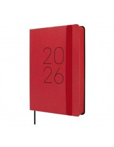 Agenda Lisa F4 1DP 2026 Rojo Finocam con tapa blanda de tacto suave