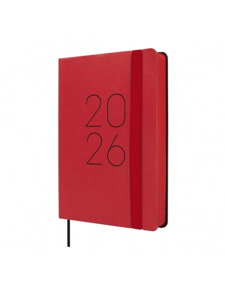 Agenda Lisa F4 1DP 2026 Rojo Finocam con tapa blanda de tacto suave