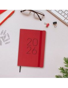 Agenda Lisa F4 1DP 2026 Rojo Finocam con tapa blanda de tacto suave 2