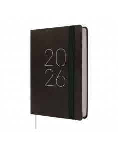Agenda Mínimal Textura Color Negro 2026 Finocam tapa dura tacto gomoso