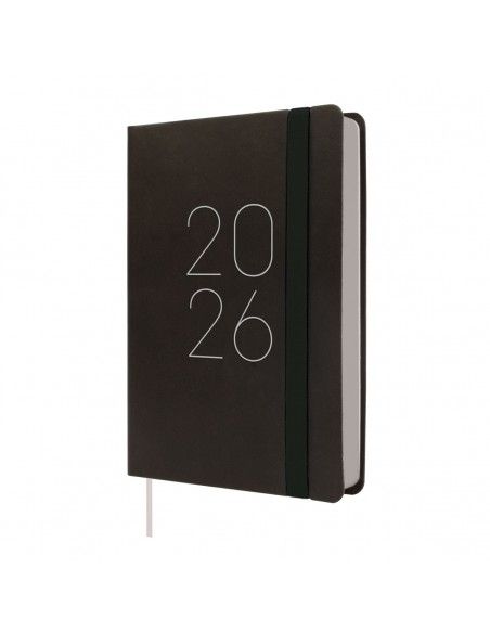 Agenda Mínimal Textura Color Negro 2026 Finocam tapa dura tacto gomoso