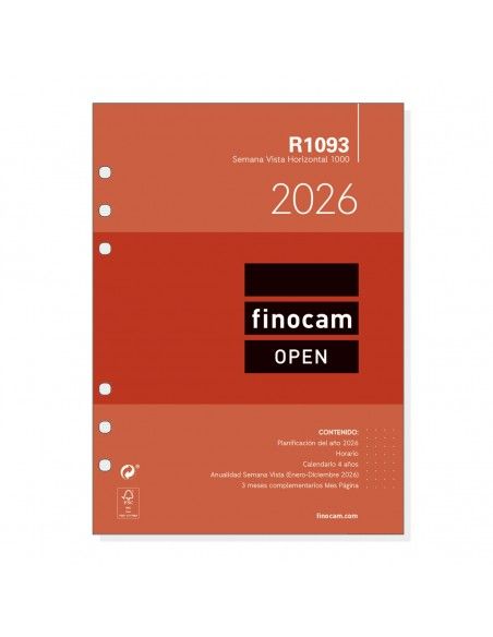Recambio Anualidad 2026 Finocam R1093 Agenda Open 1000 Semana Vista