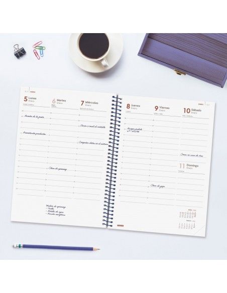 Agenda Finocam Year 2026 Azul espiral abierta
