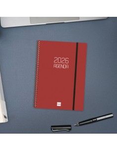 Agenda Espiral Opaque E10 2026 Color Burdeos Finocam portada 2