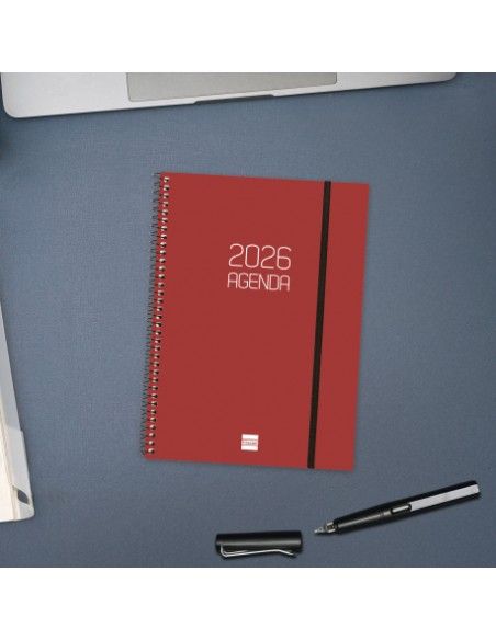 Interior semanal Agenda Opaque Burdeos Finocam 2026
