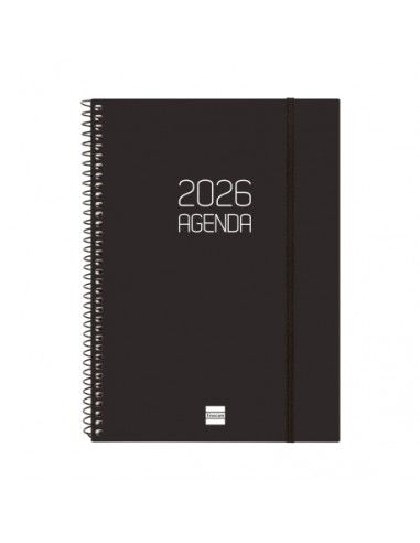Agenda Espiral Opaque Color Negro 2026 Finocam portada