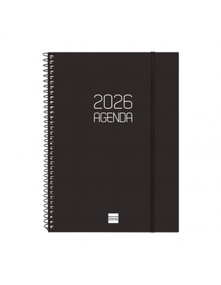 Agenda Espiral Opaque Color Negro 2026 Finocam portada