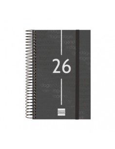 Agenda Espiral Year Color Negro 2026 Finocam vista frontal