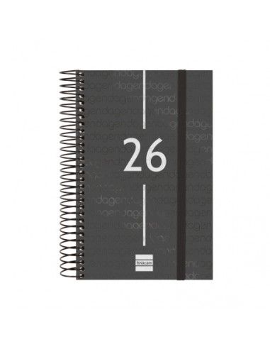 Agenda Espiral Year Color Negro 2026 Finocam vista frontal