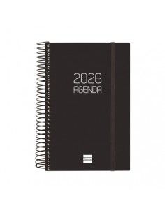 Agenda Espiral Opaque E5 2026 Color Negro Finocam vista frontal