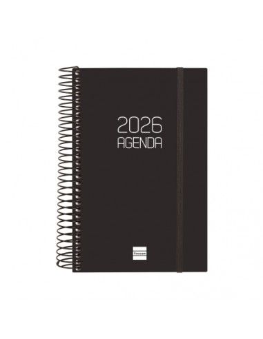 Agenda Espiral Opaque E5 2026 Color Negro Finocam vista frontal