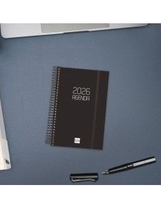 Agenda Espiral Opaque E5 2026 Color Negro Finocam vista frontal 2