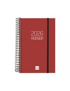 Agenda Espiral Opaque E5 2026 Color Burdeos Finocam vista frontal
