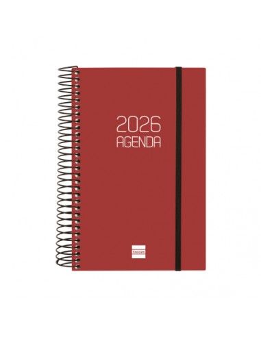 Agenda Espiral Opaque E5 2026 Color Burdeos Finocam vista frontal