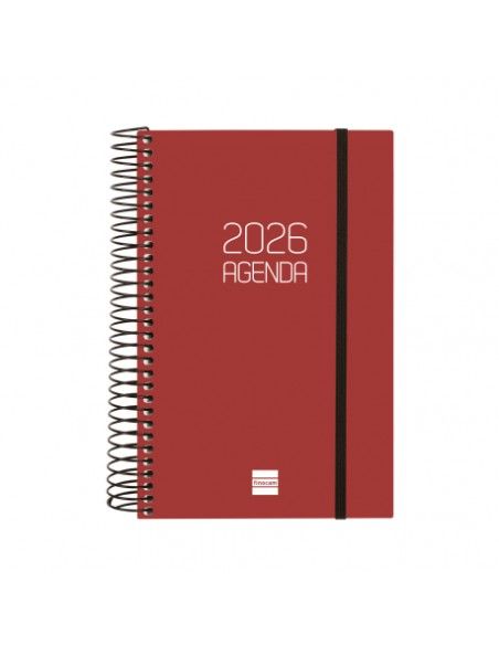 Agenda Espiral Opaque E5 2026 Color Burdeos Finocam vista frontal