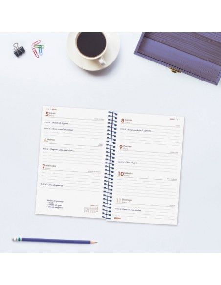 Detalle goma elástica azul Agenda Year Finocam