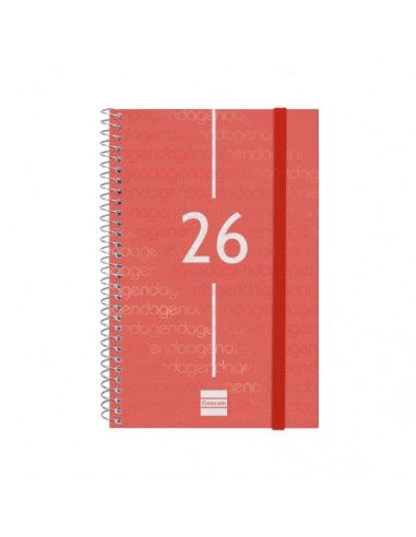 Agenda Espiral Year Color Rojo 2026 Finocam vista frontal