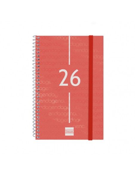 Agenda Espiral Year Color Rojo 2026 Finocam vista frontal