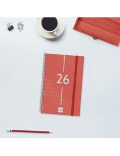 Agenda Espiral Year Color Rojo 2026 Finocam vista frontal 2