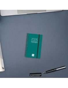 Agenda Espiral Opaque E3 2026 Color Verde Finocam vista frontal 2