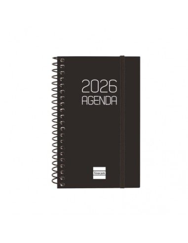 Agenda Espiral Opaque E3 2026 Color Negro Finocam vista frontal