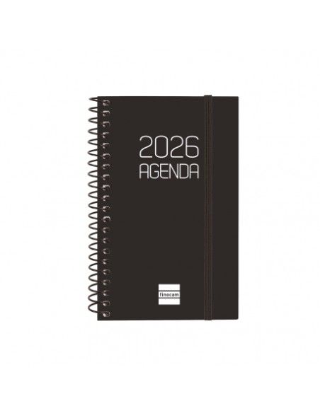 Agenda Espiral Opaque E3 2026 Color Negro Finocam vista frontal