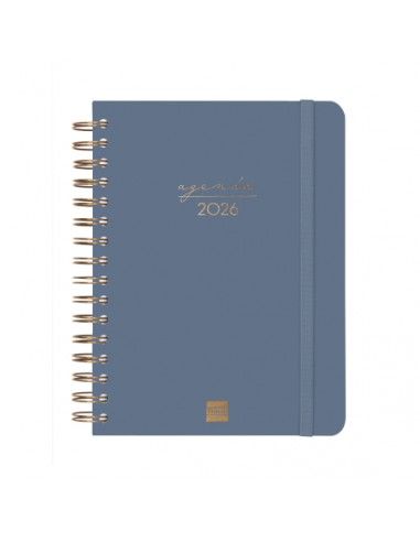 Agenda Espiral Alma 2026 Finocam color azul tapa dura elegante