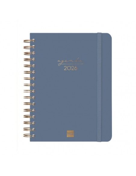Agenda Espiral Alma 2026 Finocam color azul tapa dura elegante