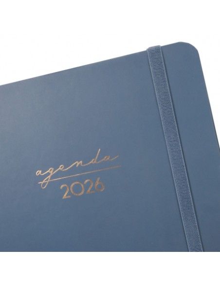 Detalle tapa dura azul Agenda Finocam Alma 2026