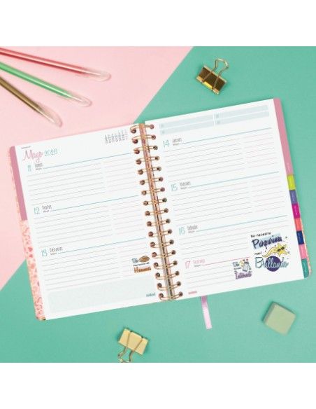 Funda y accesorios de la Agenda Talkual 2026 Oro Finocam