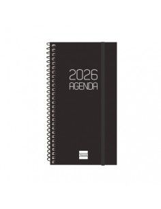 Agenda Espiral Opaque SVH 2026 Negra Finocam con goma elástica