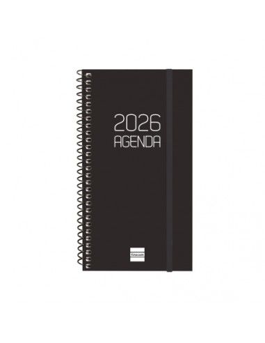 Agenda Espiral Opaque SVH 2026 Negra Finocam con goma elástica